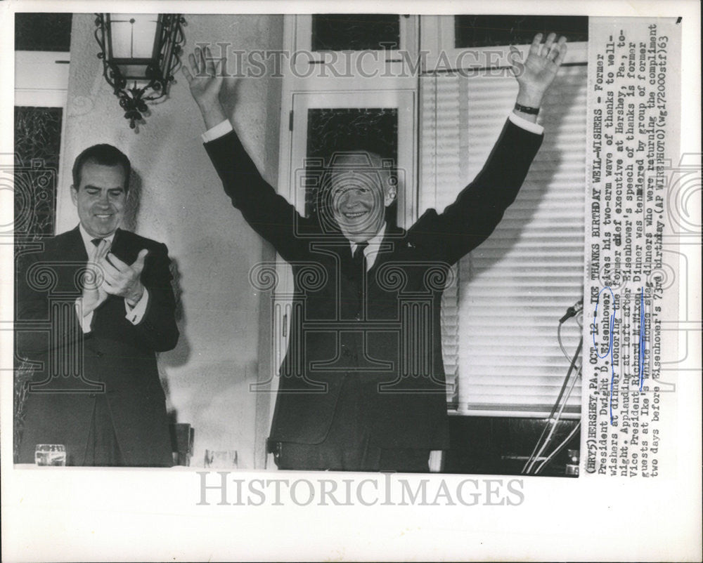 1963 Press Photo Former President Dwight Eisenhower Richard Nixon White House - Historic Images