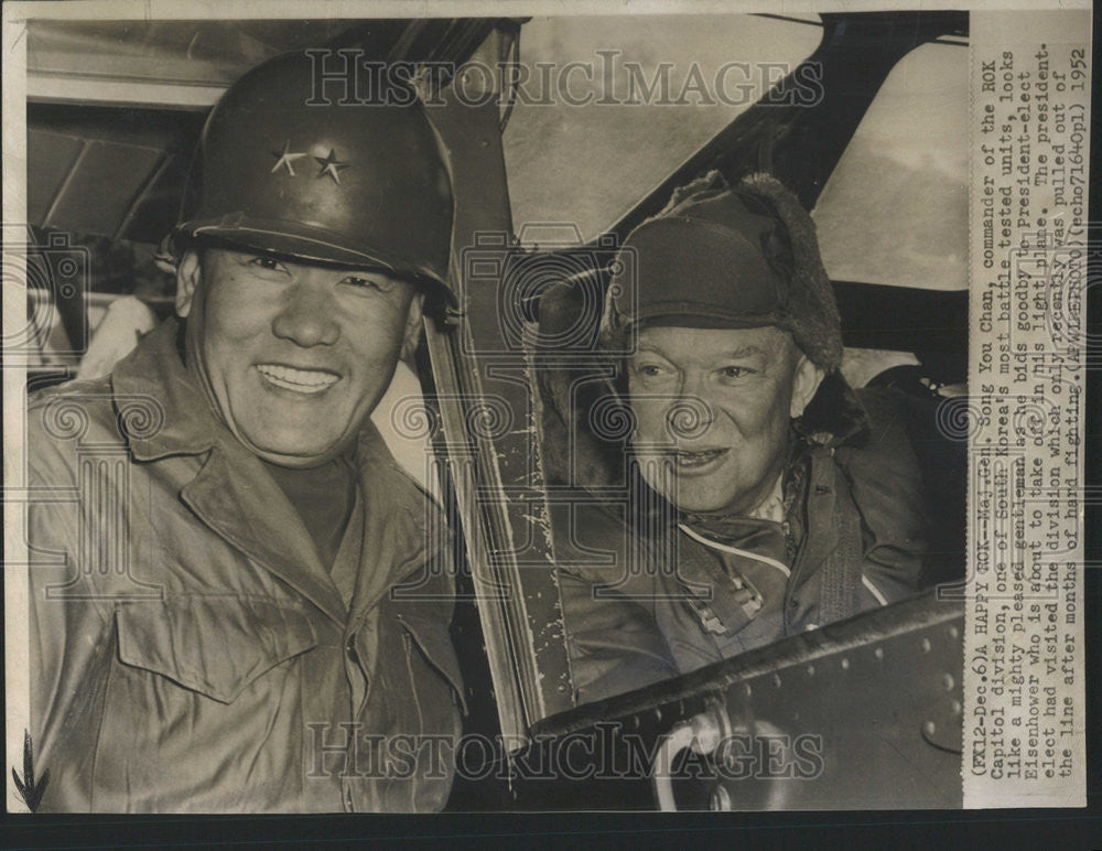 1952 Press Photo Maj Gen Song You Chan ROK Commander - Historic Images