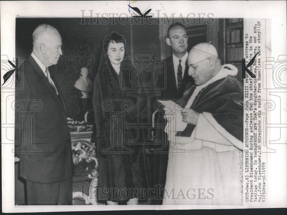 1959 Press Photo Ppe John XXIII President Eisenhower Politician - Historic Images