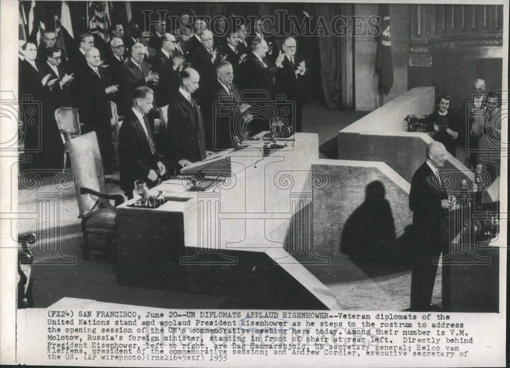 1955 Press Photo Veteran diplomat United Nations President Eisenhower Eelco Van - Historic Images