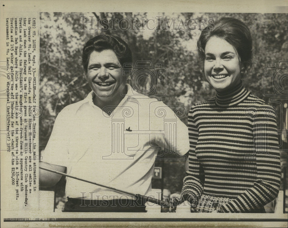 1972 Press Photo Lee Trevineand Julie Nixon Eisenhower at the Norwood Hills Coun - Historic Images