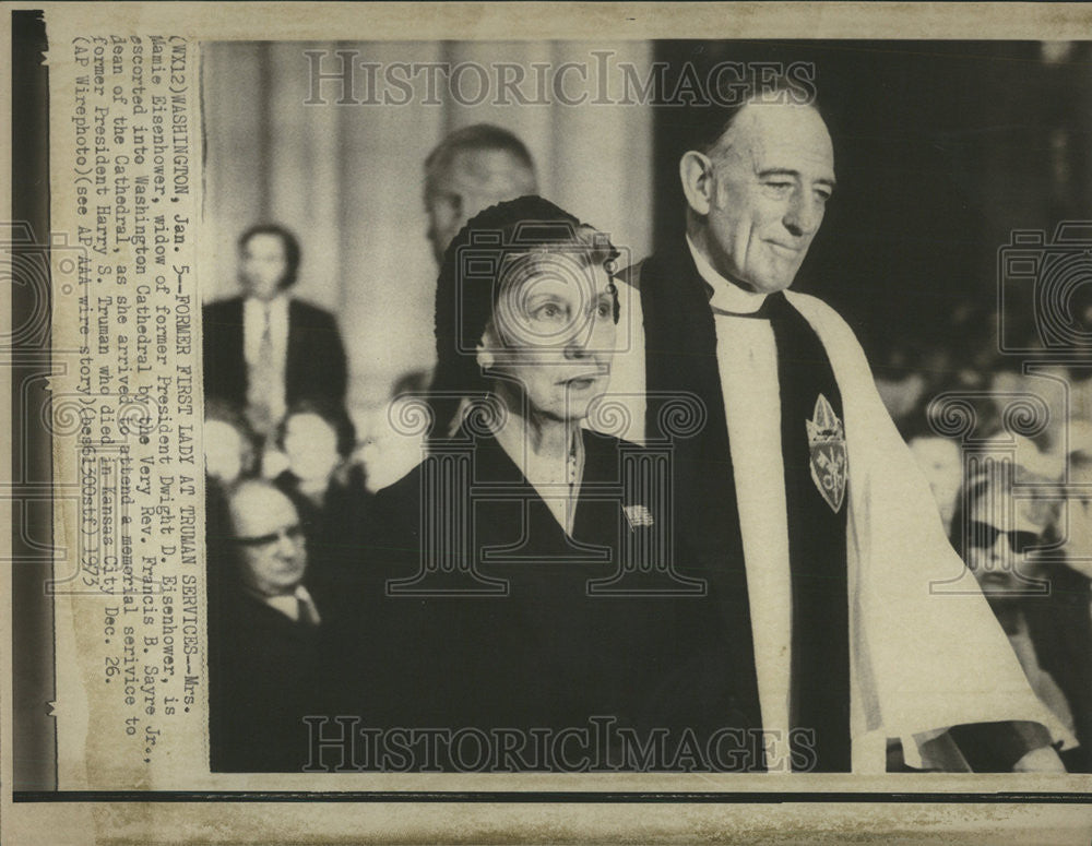 1973 Press Photo Mrs Mamie Eisenhower Widow Former President Dwight Eisenhower - Historic Images