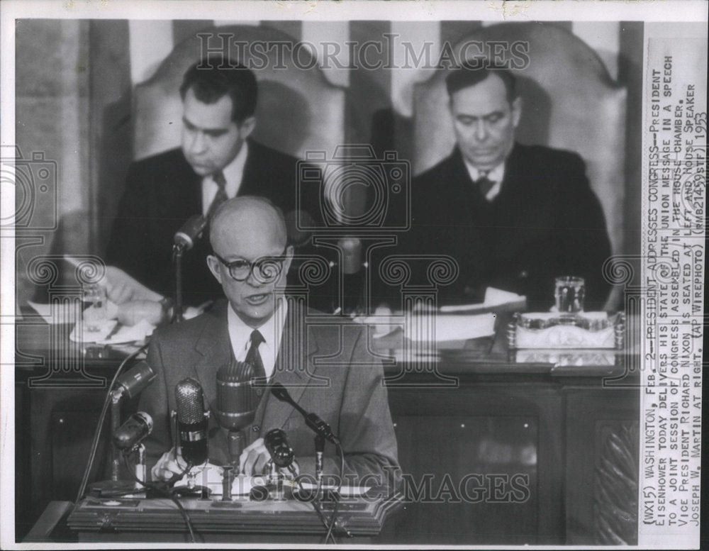 1953 Press Photo Dwight David "Ike" Eisenhower President of the United States - Historic Images