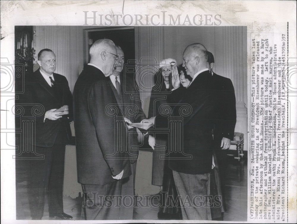 1957 Press Photo Senator William Knowlahd  Chief Justice Earl Warren Sanderson - Historic Images