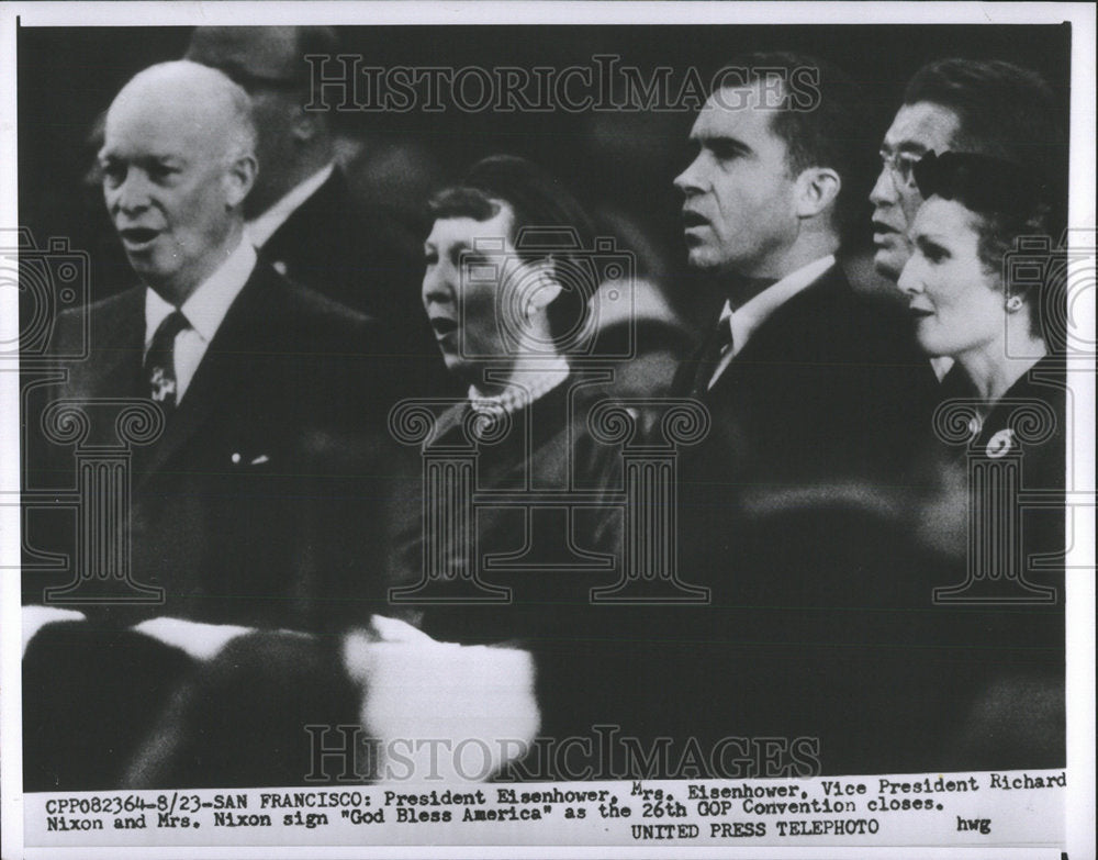 1956 Press Photo President Eisenhower Vice president Richard Nixon God America - Historic Images