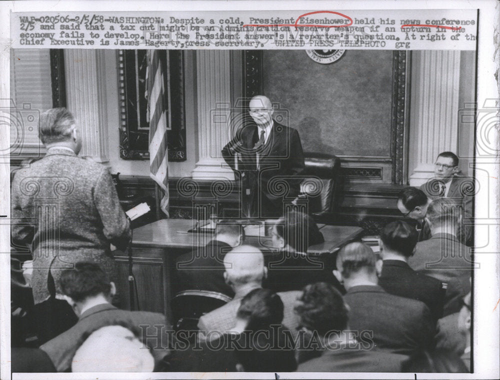 1958 Press Photo President Dwight D Eisenhower American Politician - Historic Images