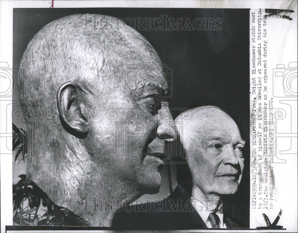 1964 Press Photo President Dwight Eisenhower Bust Sculpture - Historic Images