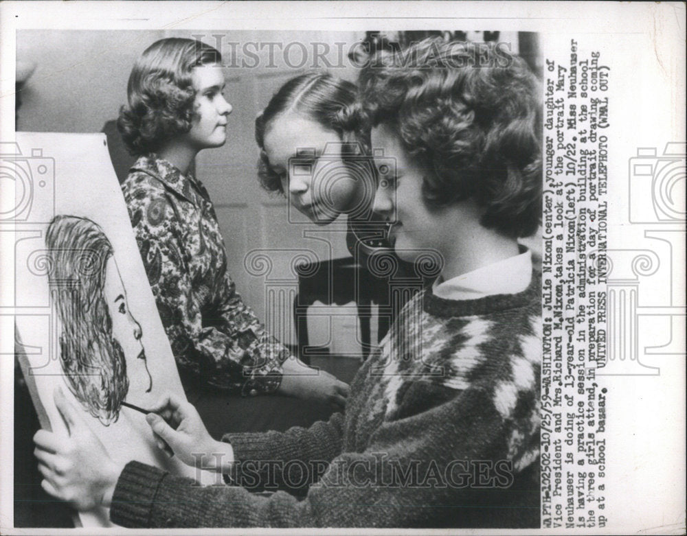 1959 Press Photo Julie Nixon Vice President Mrs Richard Mary Neuhauser Patricia - Historic Images