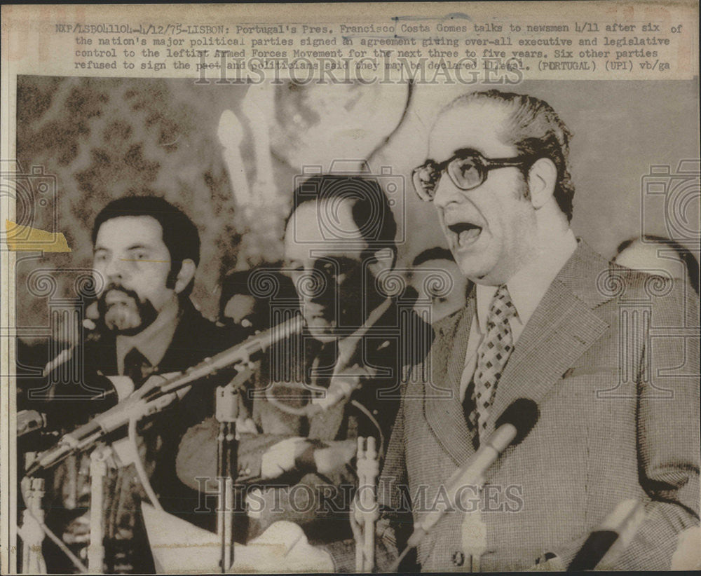 1975 Press Photo Portugal's President Francisco Costa Gomes - Historic Images