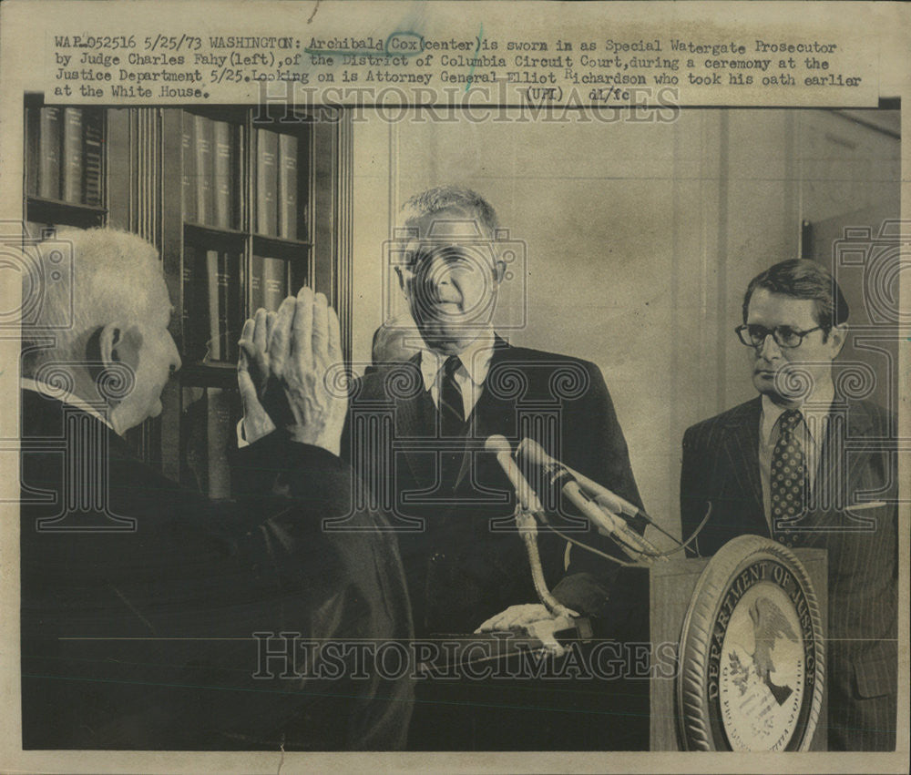 1973 Press Photo Archibald Cox Special Watergate Prosecutor Lawyer - Historic Images