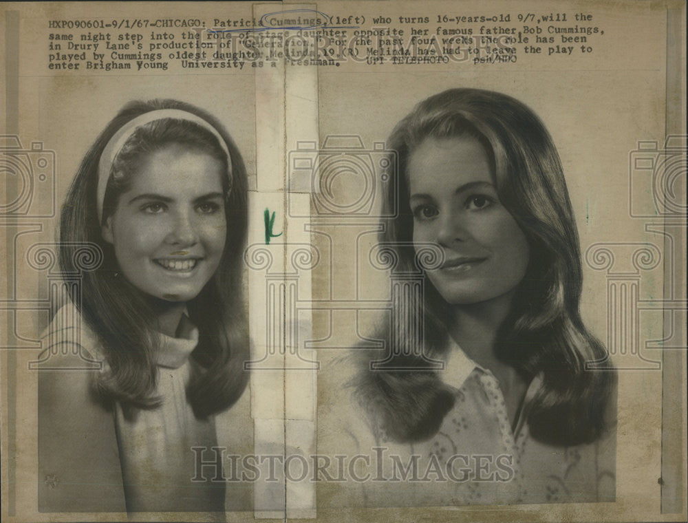 1967 Press Photo Patricia Cummings, Sister Melinda Cummings - Historic Images