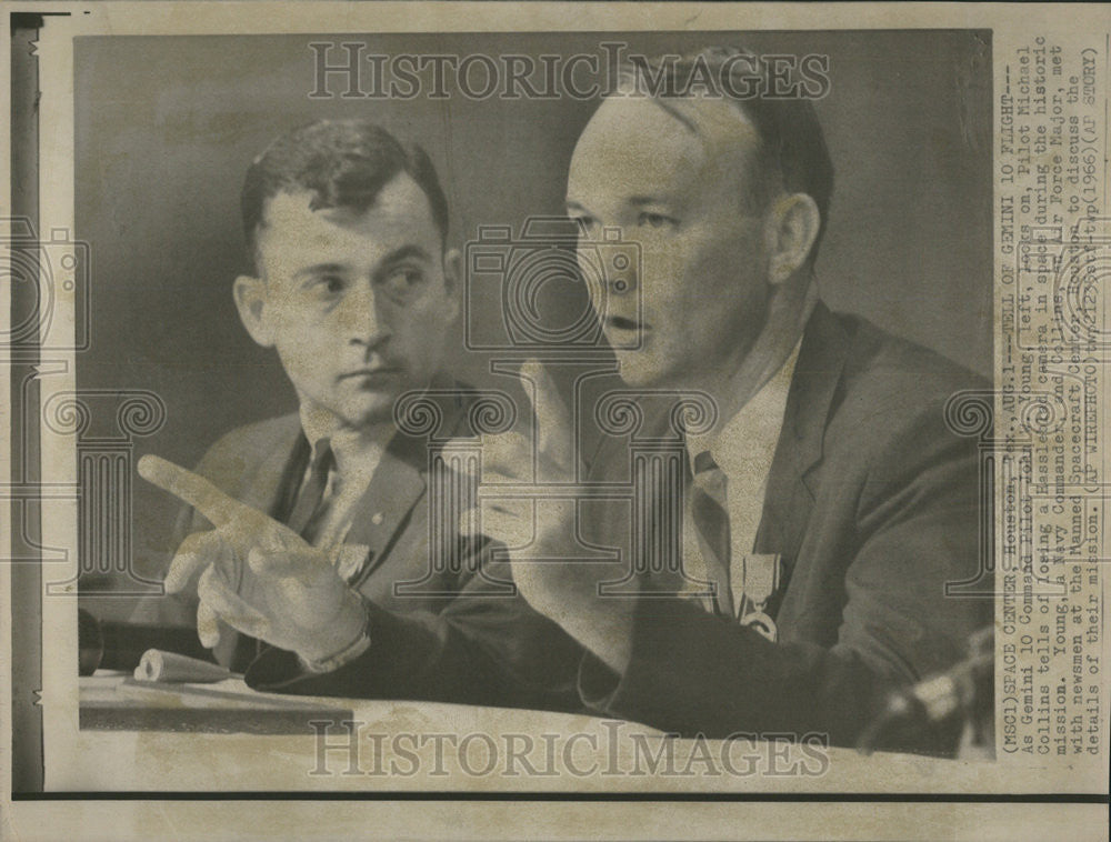 1966 Press Photo Gemini 10 Command Pilot John W. Young, Michael Collins - Historic Images