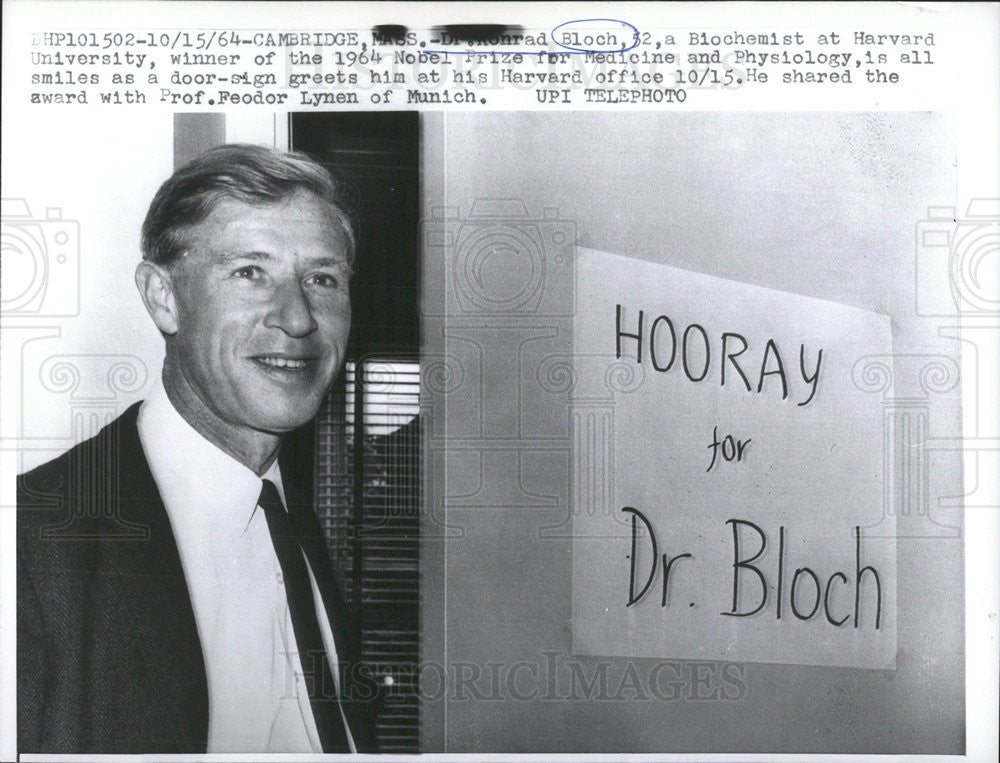 1964 Press Photo Dr. Konrad Bloch, 52, a Biochemist at Harvard University - Historic Images