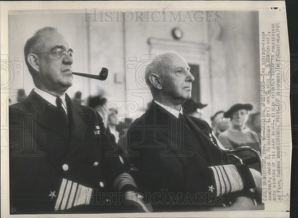 1945 Press Photo Admirals James Richardson and Claude Block members of the Navy - Historic Images