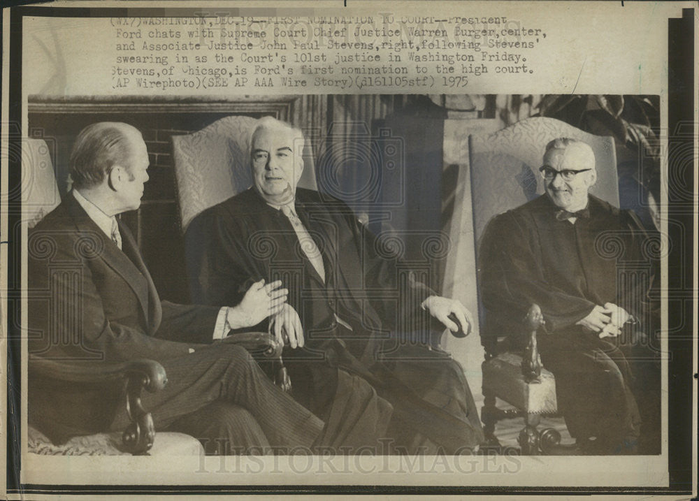 1975 Press Photo United States President Gerald Ford &amp; Justice Warren Burger - Historic Images