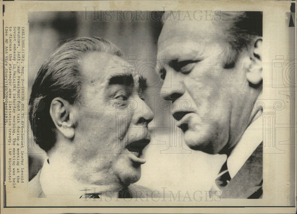 1979 Press Photo Soviet Leader Brezhnev President Gerald R Ford Politician - Historic Images