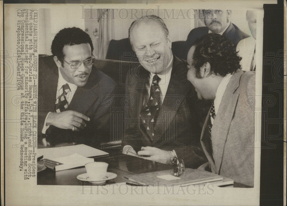 1974 Press Photo President Ford Congressional Black Caucus White House - Historic Images