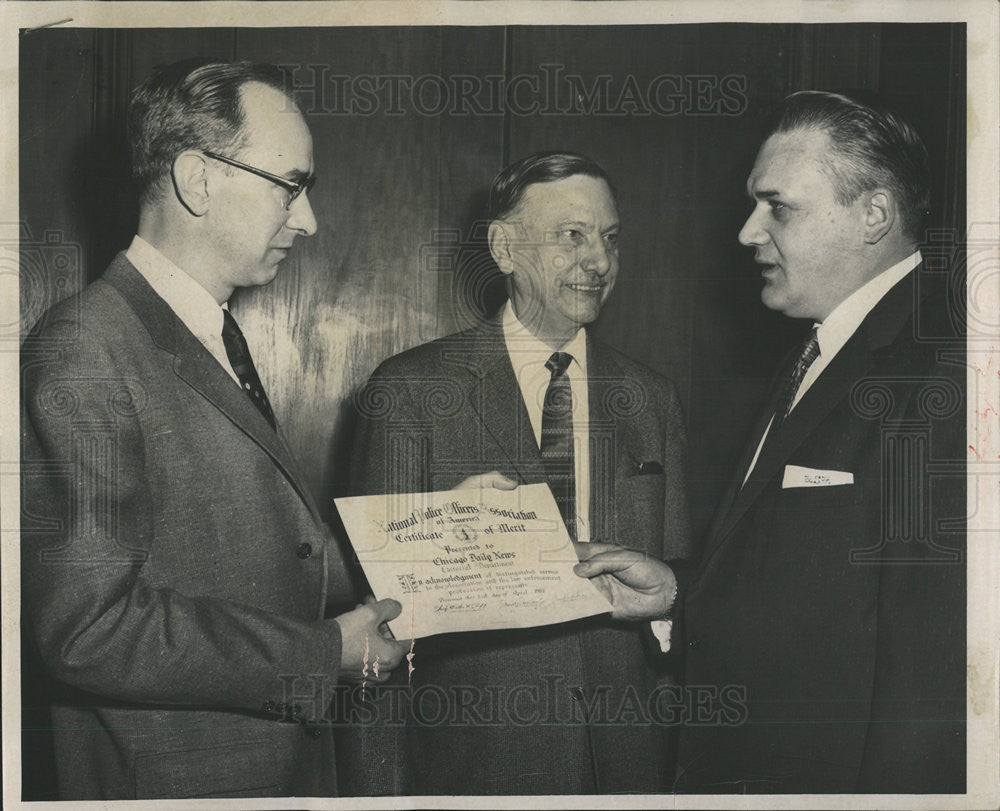 1957 Press Photo From Left: Fred J. Pannwitt, A.T. Burch and Frank J. Schdh - Historic Images