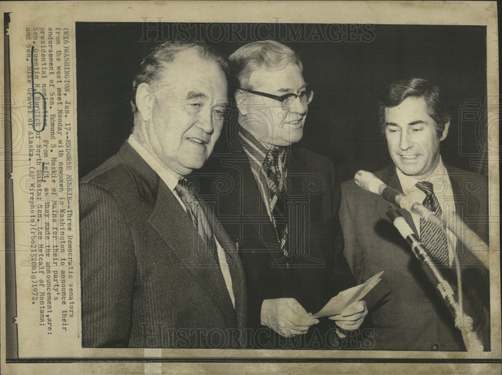 1975 Press Photo Sen Quentin N Burdick of North Dakota - Historic Images