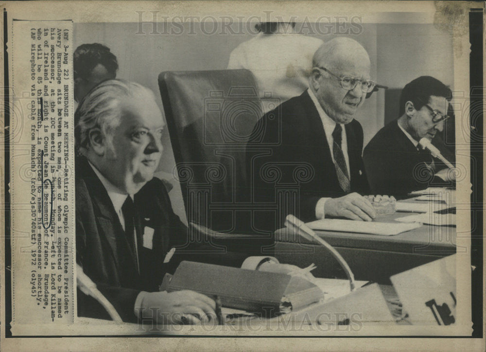 1972 Press Photo Retiring Olympic Committee President Avery Brundage Sit Meet - Historic Images