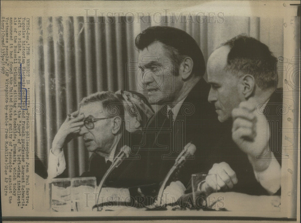 1967 Press Photo Yugoslav historian Vladimir Dedijer Jury Found U.S Guitly - Historic Images