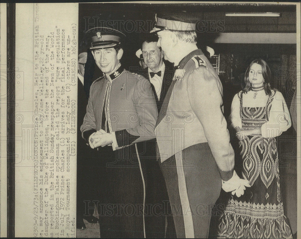 1975 Press Photo Lady Jane Wellesley Prince Charles British Theater engagement - Historic Images