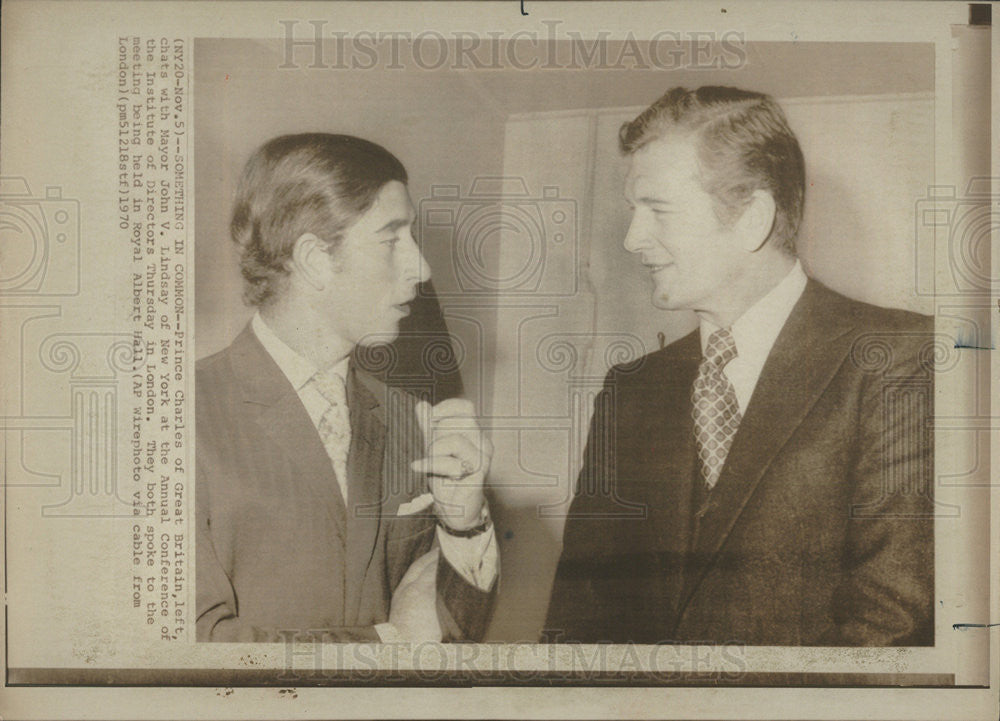 1970 Press Photo Prince Charles Great Britain Royalty Mayor John Lindsay London - Historic Images