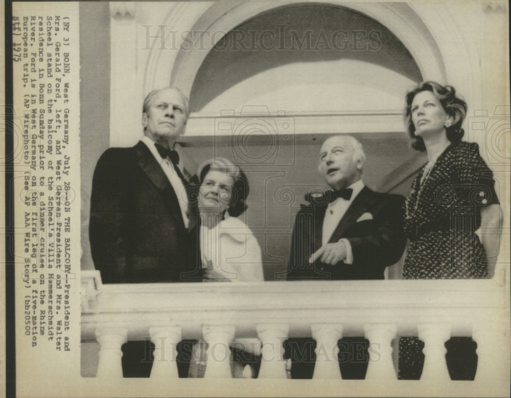 1975 Press Photo Gerald Ford West German President Walter Scheel Bonn Ford Trip - Historic Images