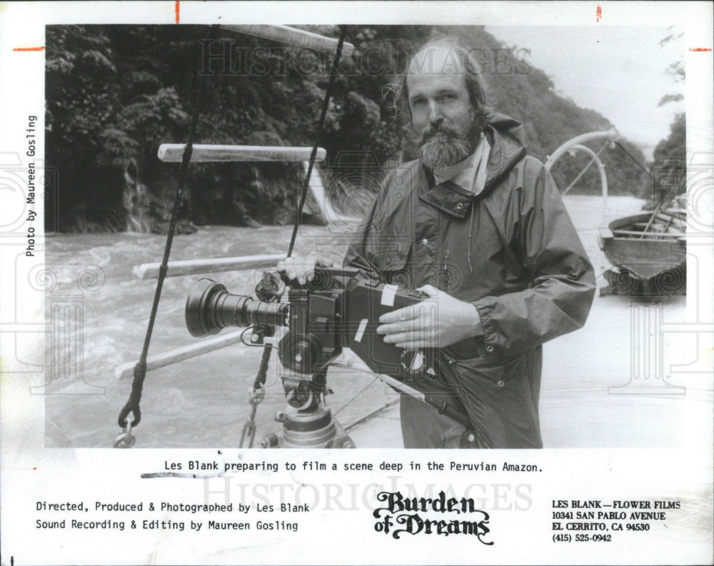 1984 Press Photo Film Maker Les Blank Peruvian Amazon BURDEN OF DREAMS - Historic Images