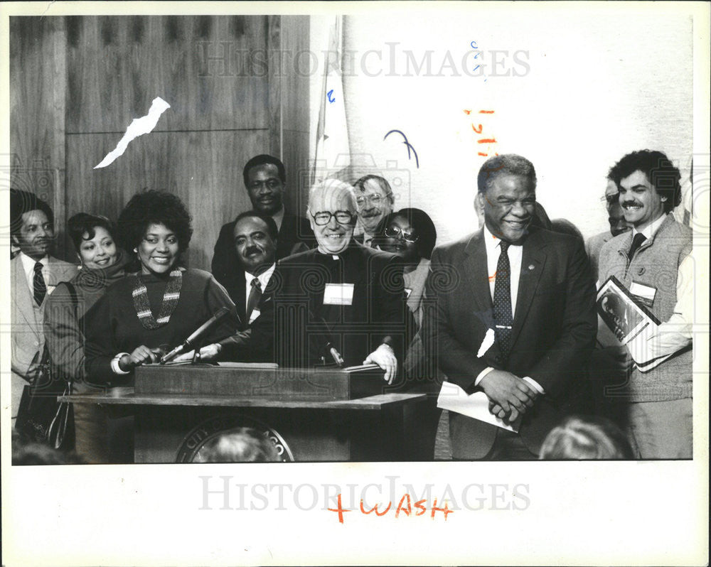 1985 Press Photo Martin Luther King Jr Mayor Washington John Egan Sasha Daltonn - Historic Images