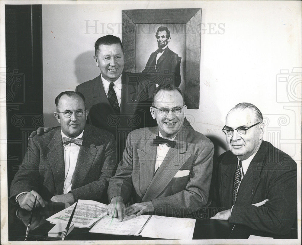 1956 Press Photo Senator David Davis, Arthur H. Larsen, Rep Ben H. Rhodes - Historic Images