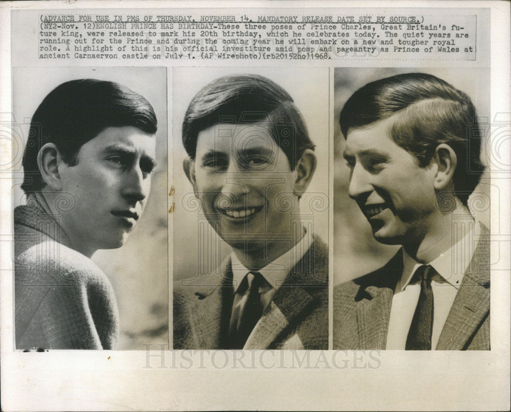 1968 Press Photo Poses Of Prince Charles- Future King Released To Mark Birthday - Historic Images