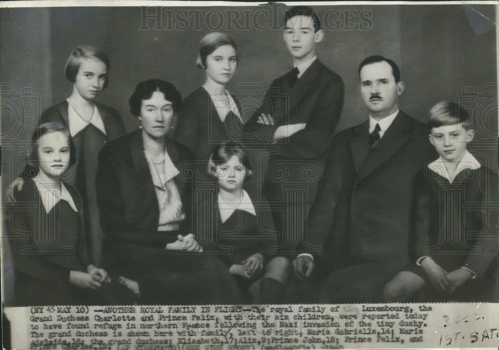 1940 Press Photo Royal Family Flight Grand Duchess Charlotte Prince Felix Marie - Historic Images