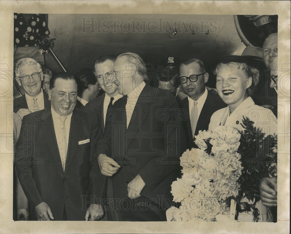 1958 Press Photo Konrad Adenauer Jests Mayor Daley German Chancellor Chicago - Historic Images