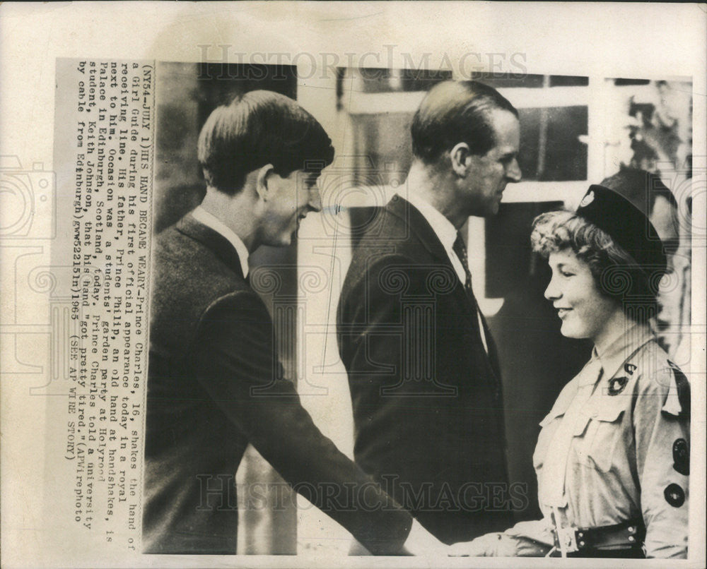 1965 Press Photo Prince Charles Father Philip Garden Party Holyrood Palace - Historic Images