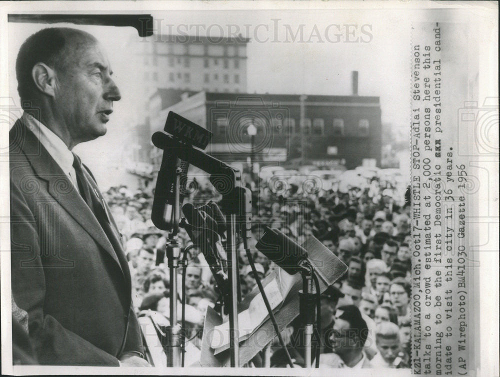 1956 Press Photo Adlai Stevenson Presidential candidate - Historic Images