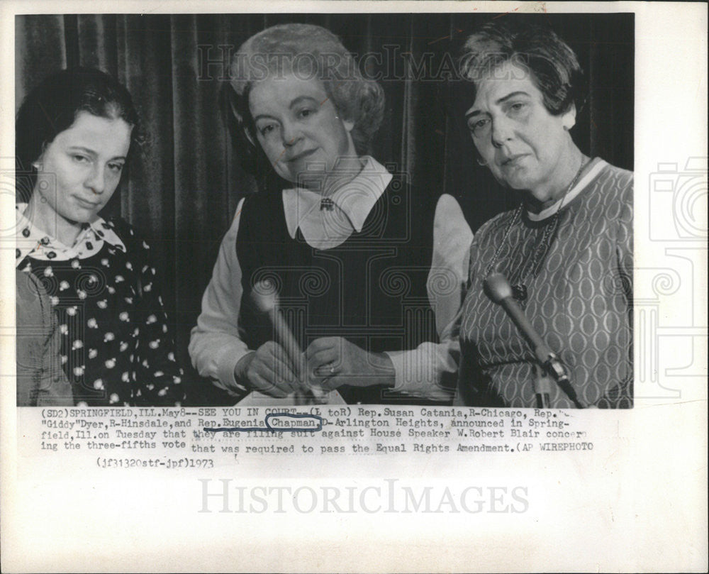 1973 Press Photo Representative Susan Catania Giddy Dyer Eugenia Chapman Chicago - Historic Images