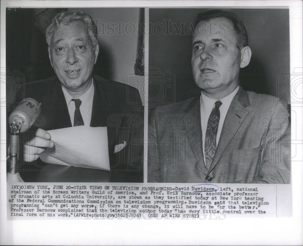 1961 Press Photo David Davidson Screen Writer&#39;s Guild of America FCC Hearing - Historic Images