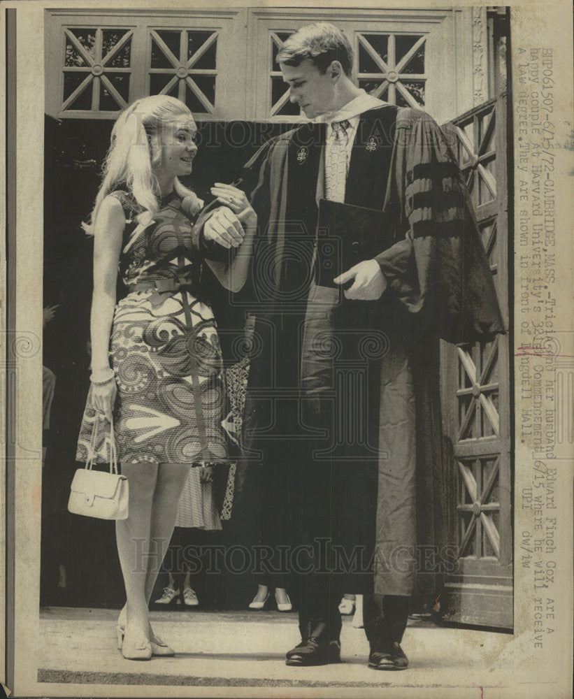 1972 Press Photo Tricia husband Edward Finch Cox Couple Harvard University law - Historic Images