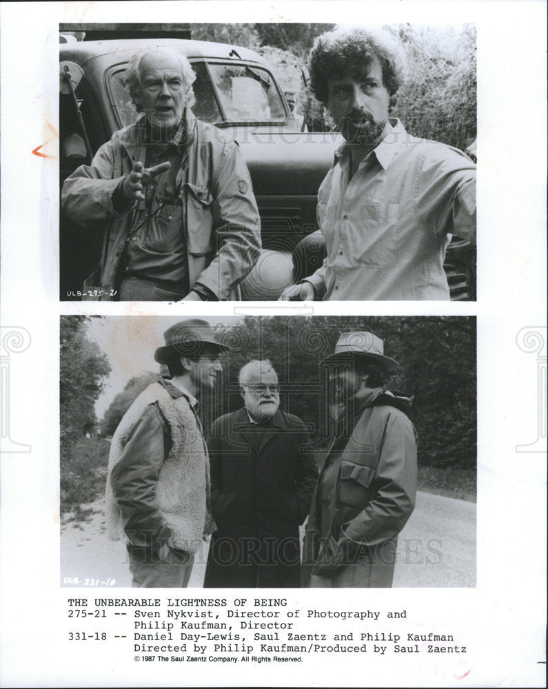 1988 Press Photo Philip Kaufman Daniel Day Lewis Sven Nykvist Saul Zaentz - Historic Images