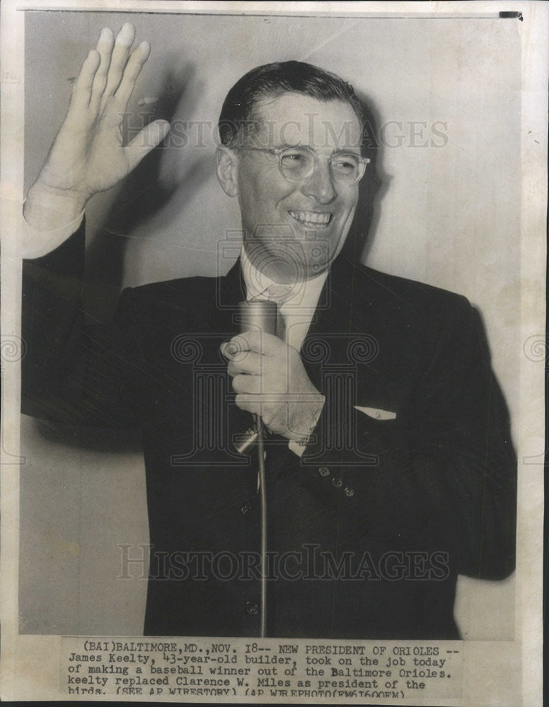 1955 Press Photo Clarence Miles James Keelty Baltimore Orioles Baseball Job - Historic Images