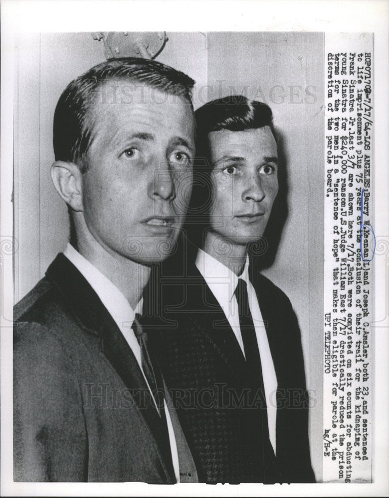 1964 Press Photo Los Angeles Barry Keenan Joseph Amsler Imprisonment - Historic Images