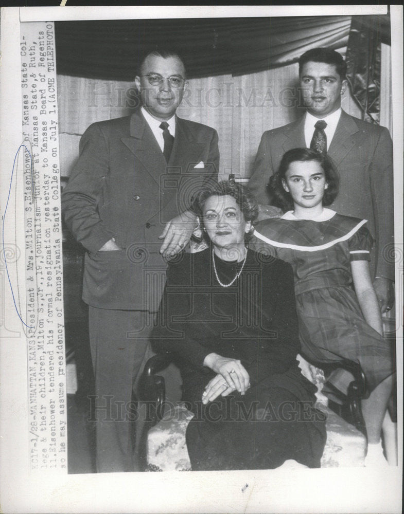 1950 Press Photo President Mrs Milton Eisenhower Kansas State College Children - Historic Images