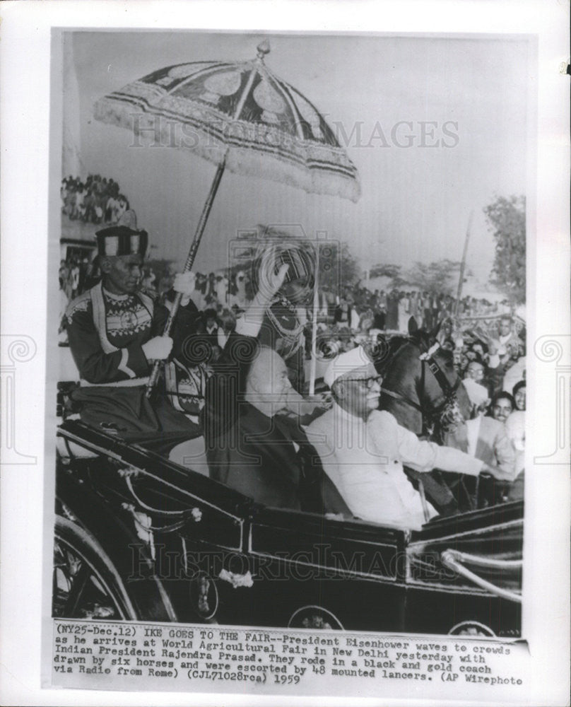 1959 Press Photo President Eisenhower India Rajendra Prasad World Agricultural - Historic Images