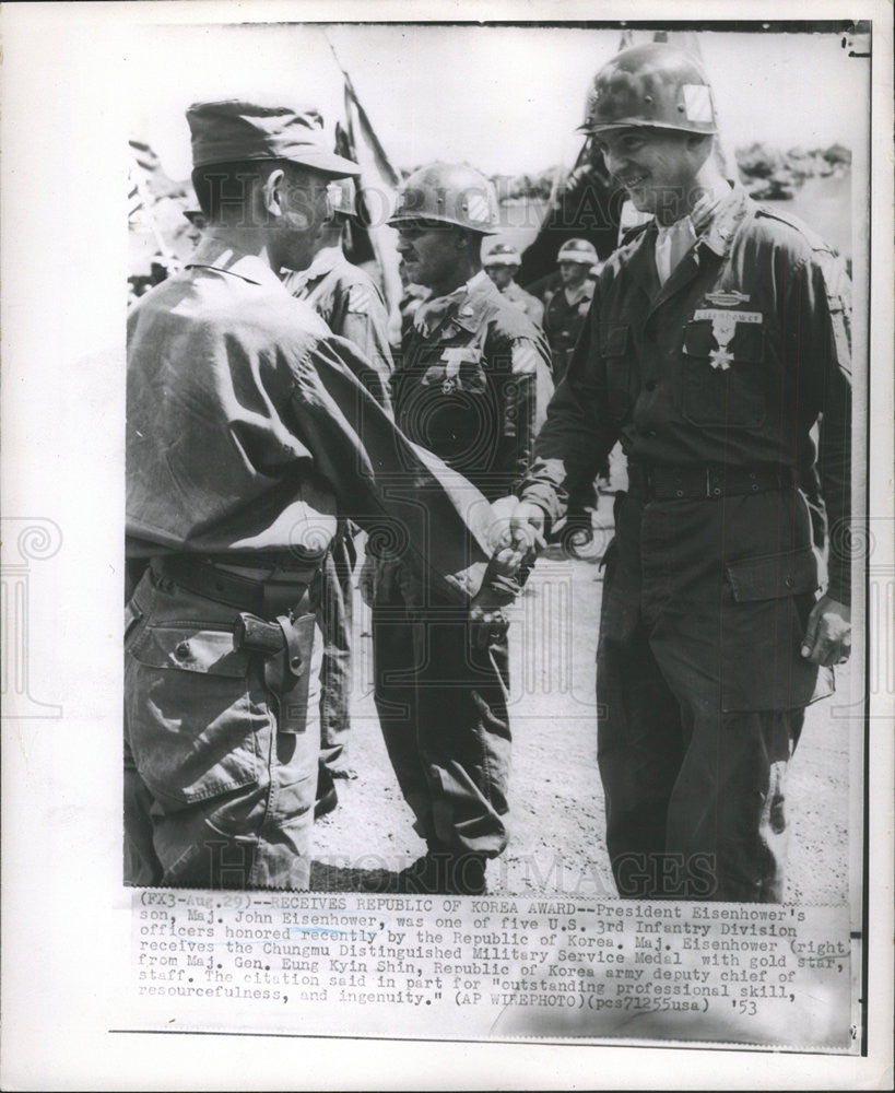 1953 Press Photo President Eisenhower Son Major John Infantry Division officers - Historic Images