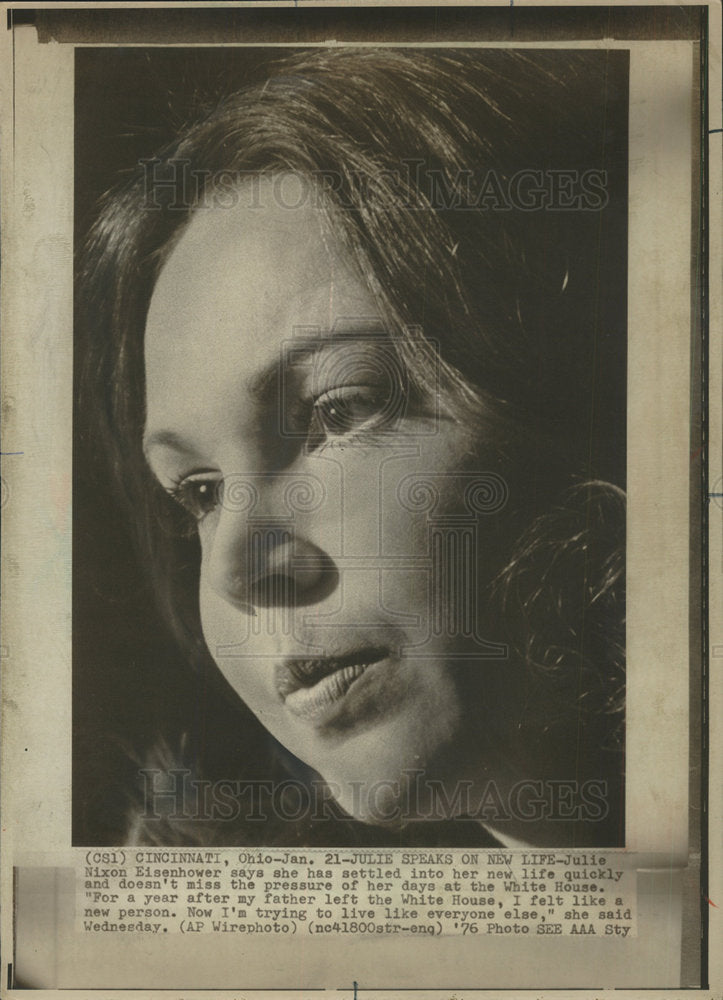 1976 Press Photo Julie Nixon Eisenhower Cincinnati White house Pressure say - Historic Images