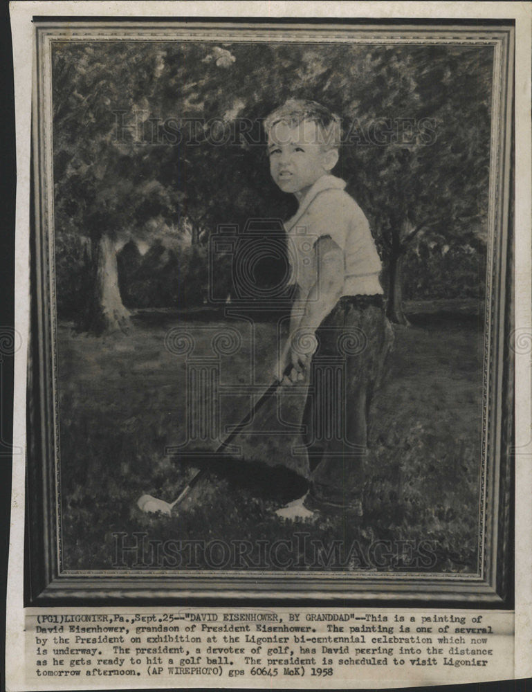 1958 Press Photo Painting David Eisenhower Grandson President Playing Golf - Historic Images