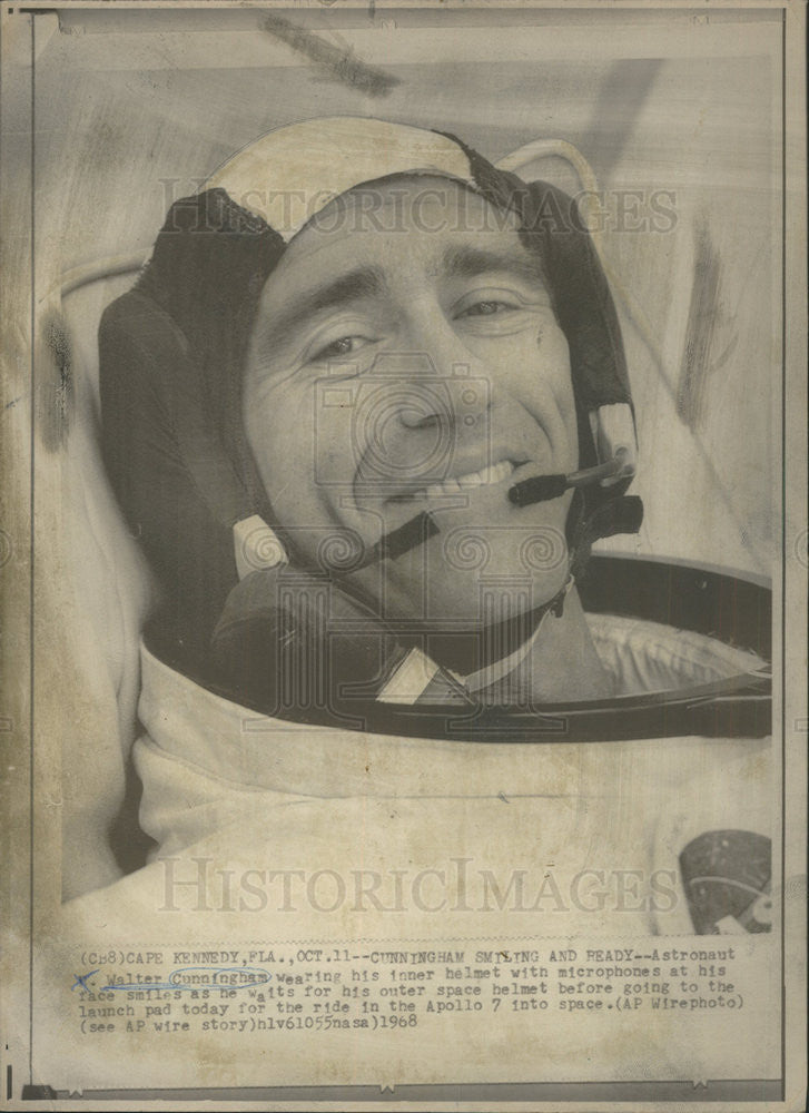 1968 Press Photo Astronaut Ronnie Walter Cunningham Apollo 7 - Historic Images