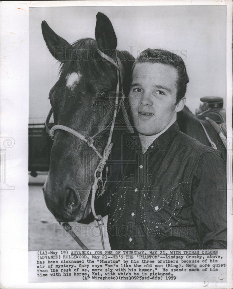 1959 Press Photo Lindsay Crosby American Actor and Singer - Historic Images