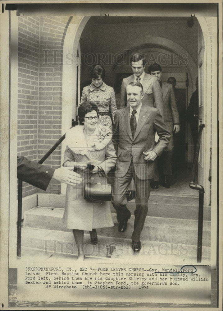 1971 Press Photo Gov. Wendell Ford Family First Baptist Church Shirley Stephen - Historic Images